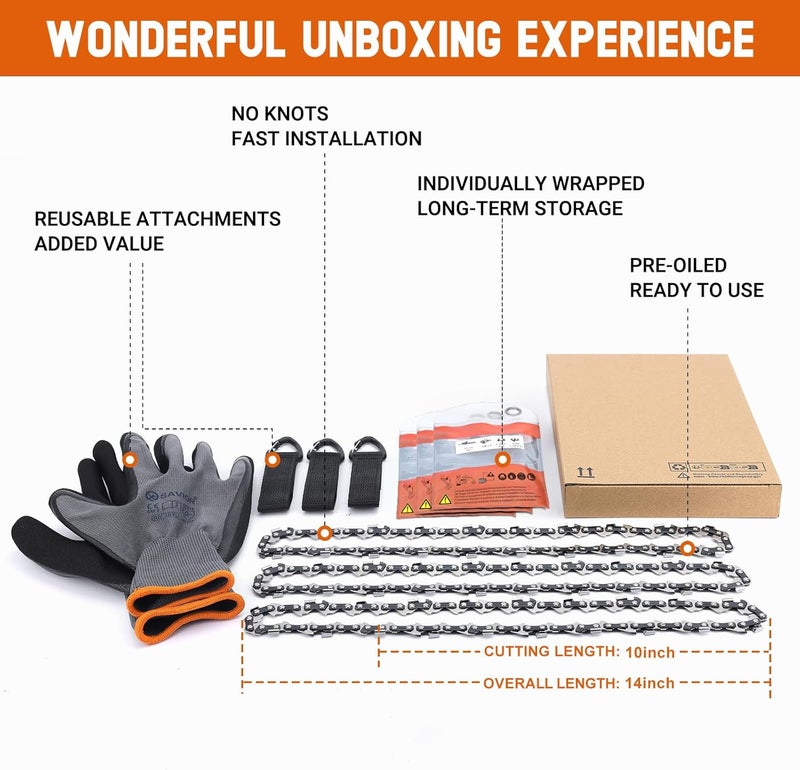 Savior 3PC 10 Inch Chainsaw Chain for Worx WG323 / WG323.9 / WG322 / WG322.9 Chainsaw, 10" Pole Saw Chain Replacement for EGO PSA1000 / PSA1020 / MPS1000 / MPS1001 / PPSX2504 10-Inch 56V Polesaw - Image 4